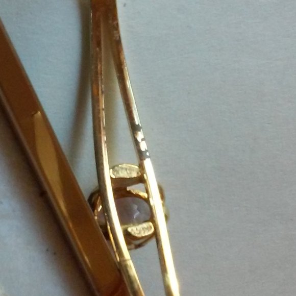 Gold Bracelet Amethyst Never Worn But See Pictures Black Spots On Gold In Box - Picture 4 of 6